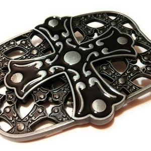 CROSS AND SHIELD ` Full Metal BELT BUCKLE BK